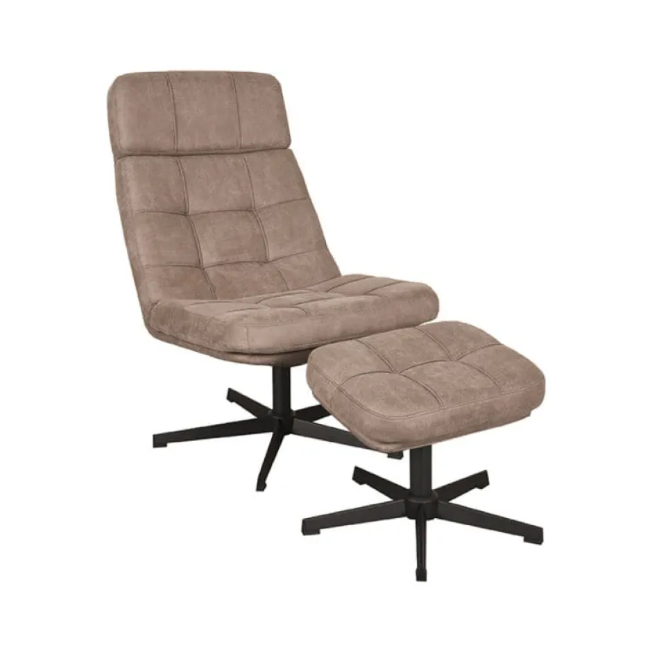 Draaifauteuil*HUUS Draaifauteuil Alvar + Hocker