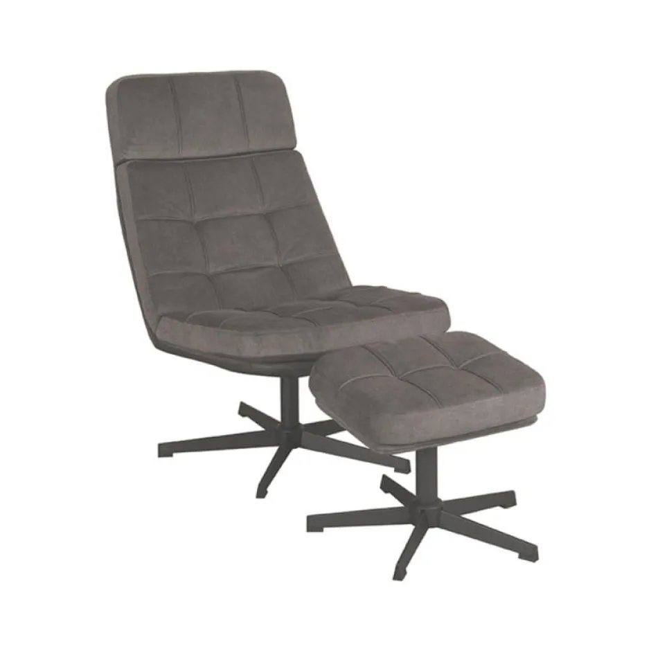 Draaifauteuil*HUUS Draaifauteuil Alvar + Hocker