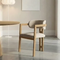 Eetkamerstoelen*HUUS Eetkamerstoel Japandi – armleuning