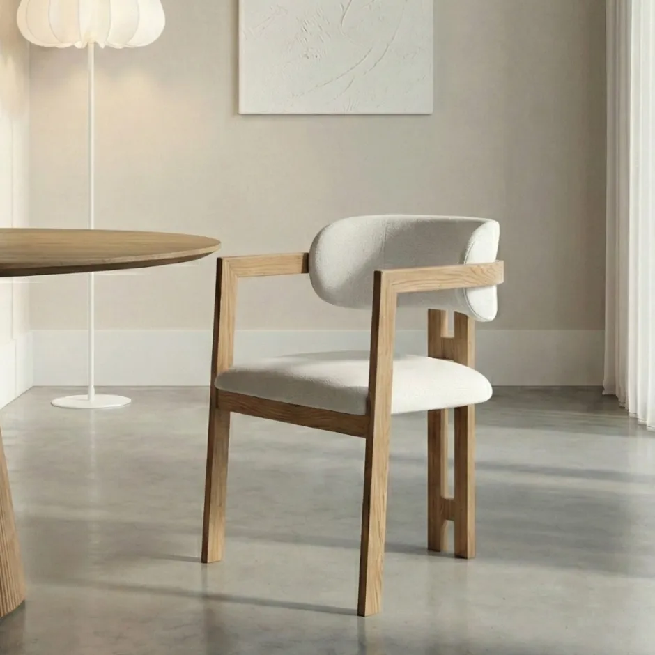Eetkamerstoelen*HUUS Eetkamerstoel Japandi – armleuning