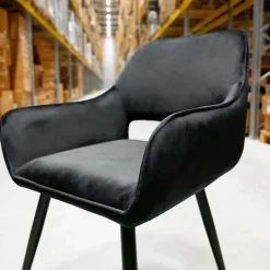 Eetkamerstoelen*HUUS Eetkamerstoel Jelle – Fluweel Zwart