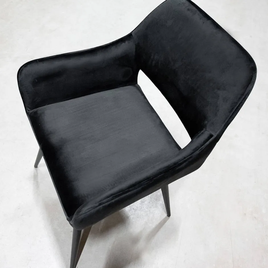 Eetkamerstoelen*HUUS Eetkamerstoel Jelle – Fluweel Zwart