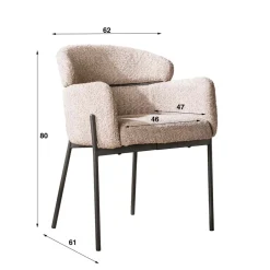 Eetkamerstoelen*HUUS Eetkamerstoel Julliet (per 2 stuks) Zand