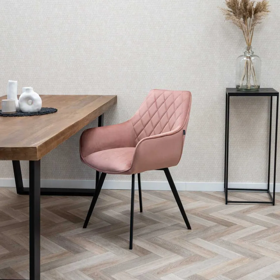 Eetkamerstoelen*HUUS Eetkamerstoel Karl Velvet Kick (per 2 stuks)