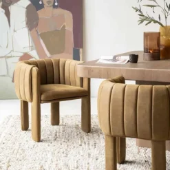 Eetkamerstoelen*HUUS Eetkamerstoel Liselore Cognac