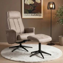 Draaifauteuil|Relaxfauteuil*HUUS Relaxfauteuil Sam + Hocker